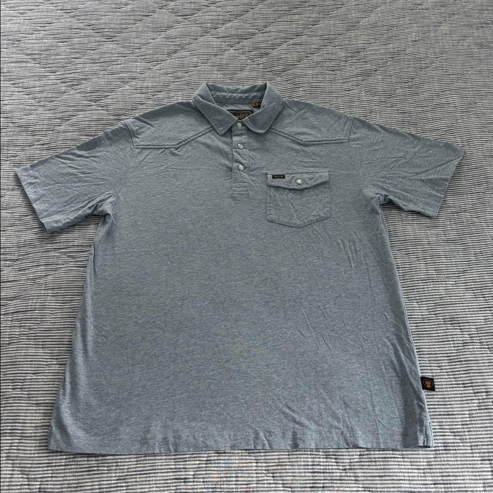 Howler Brothers Steel Blue/Gray Western Pearl Snap Ranchero Polo